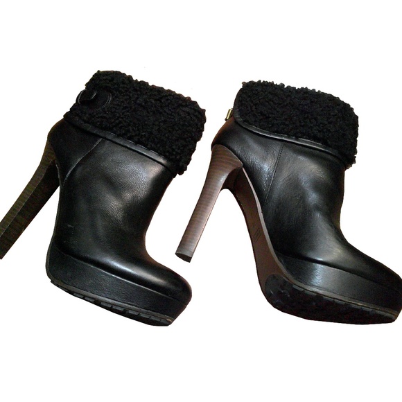 Genuine Leather Coach High Heeled Boots Like New - Picture 1 of 4